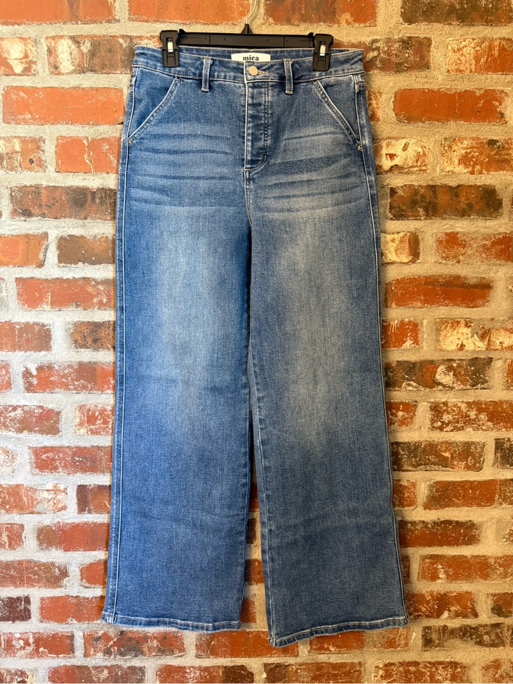 P129 - Mica High-Rise Wide-Leg Jeans , Button Fly— Medium Blue
